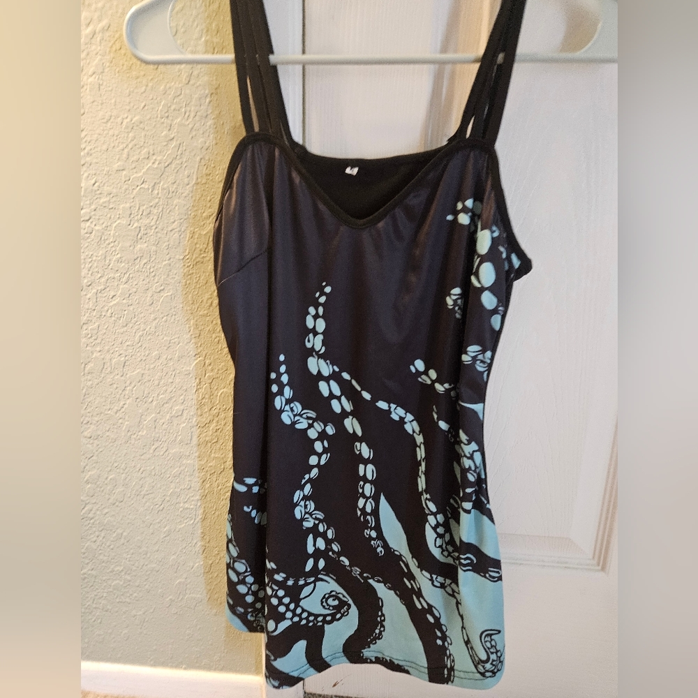 Women's small black and teal tank top